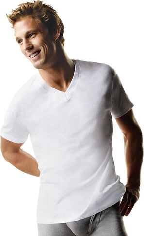 Hanes Mens Tall ComfortSoft V-Neck T-Shirts 3-Pack 2X-Large White in Saudi Arabia