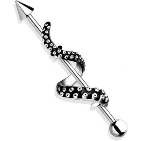 IndustriaL Bar Tentacle Wrapped 316L Surgical Steel Industrial Barbell in Saudi Arabia