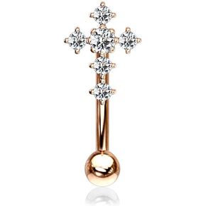 Forbidden Body Jewelry 16g 8mm Surgical Steel Curved Barbell for Daith, Eyebrow, Rook & Belly Button with CZ Cross Top in Saudi Arabia