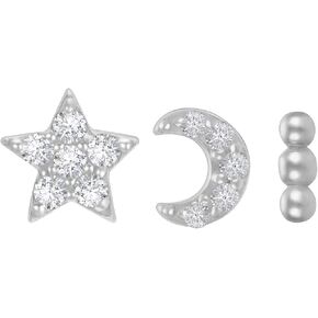 Set of 3 Single Studs in Sterling silver 925 Sterling Silver 18K Gold Plated Small Stud Earrings Set | Screw Back Studs | Tiny Cartilage Earring | Second Hole Earring in Saudi Arabia