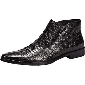 Santimon Mens Boot Zipper Ankle Dress Patent Leather Formal Boots Fashion Black Red in Saudi Arabia