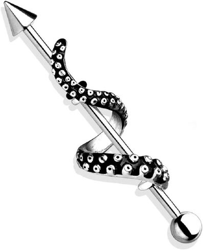IndustriaL Bar Tentacle Wrapped 316L Surgical Steel Industrial Barbell in Saudi Arabia