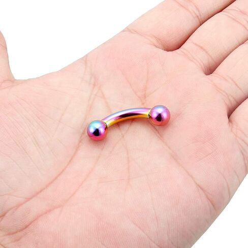 Kridzisw PA Ring 2G 4G 6G 8G Internally Threaded Curved Barbell 12mm 16mm Colorful Bar 316L Surgical Steel Pierced Body Jewelry Sold Individually in Saudi Arabia