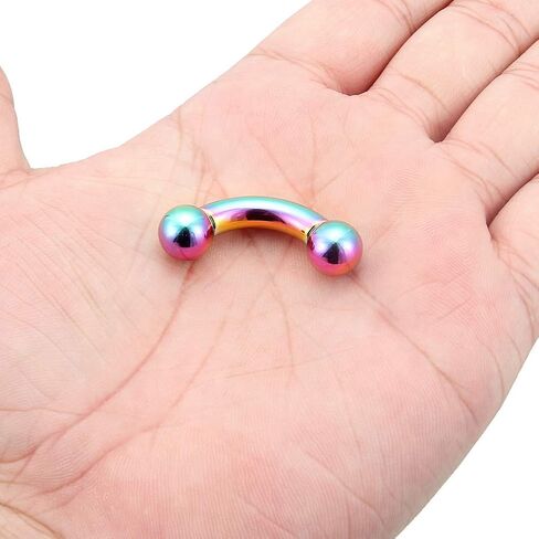 Kridzisw PA Ring 2G 4G 6G 8G Internally Threaded Curved Barbell 12mm 16mm Colorful Bar 316L Surgical Steel Pierced Body Jewelry Sold Individually in Saudi Arabia