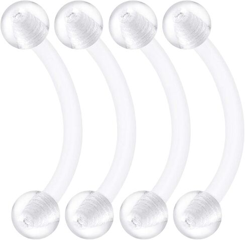 4PCS Flexible Acrylic Clear Curved Barbell Retainer 16 Gauge Ball Tragus Earrings Eyebrow Piercing Jewelry See More Sizes in Kuwait