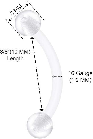 4PCS Flexible Acrylic Clear Curved Barbell Retainer 16 Gauge Ball Tragus Earrings Eyebrow Piercing Jewelry See More Sizes in Kuwait