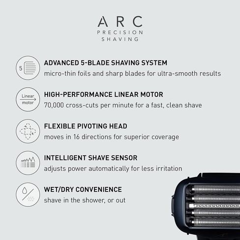Panasonic Arc5 Electric Razor for Men ES-LV67-K + Replacement Outer Foil WES9173P, Wet Dry 5-Blade Shaver with Intelligent Shave Sensor and 16D Flexible Pivoting Head, ES-AM67-K, Black in Saudi Arabia