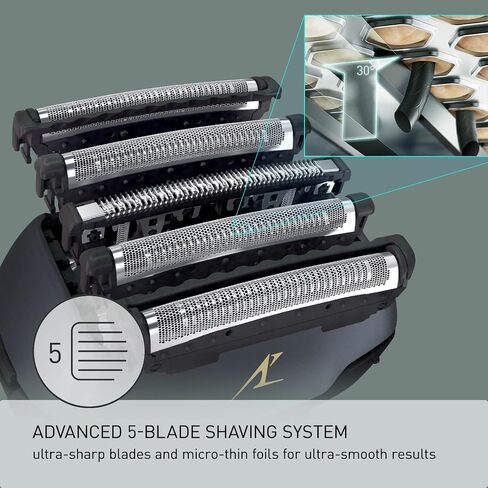 Panasonic Arc5 Electric Razor for Men ES-LV67-K + Replacement Outer Foil WES9173P, Wet Dry 5-Blade Shaver with Intelligent Shave Sensor and 16D Flexible Pivoting Head, ES-AM67-K, Black in Saudi Arabia