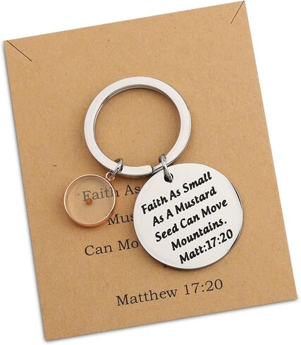 FEELMEM Faith Gift Matthew 17:20 Keychain Mustard Seed Faith Gifts Friend Religious Jewelry Christian Scripture Gift in Kuwait