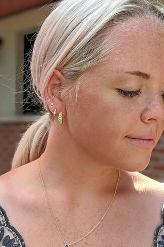 Set of 3 Single Studs in Sterling silver 925 Sterling Silver 18K Gold Plated Small Stud Earrings Set | Screw Back Studs | Tiny Cartilage Earring | Second Hole Earring in Kuwait