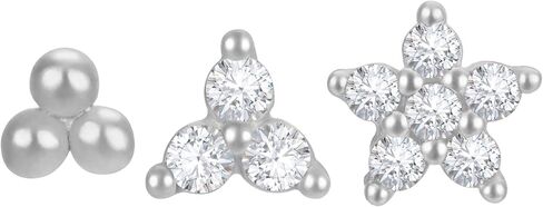 مجموعة من 3 أقراط مفردة من الفضة الإسترليني 925 من الفضة الإسترليني عيار 18 قيراط مطلية بالذهب | ترصيع المسمار الخلفي | حلق الغضروف الصغير | حلق الثقب الثاني in Kuwait