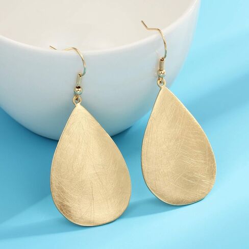 BIRSTONE Handmade Teardrop Earrings with Brushed Finished Dangle Earrings in Saudi Arabia