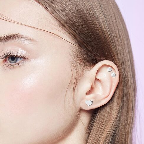 Jstyle 9Pairs 316L Surgical Steel Ear Cartilage Stud Earrings for Men Women CZ Barbell Helix Tragus Stud Piercings Jewelry in Kuwait
