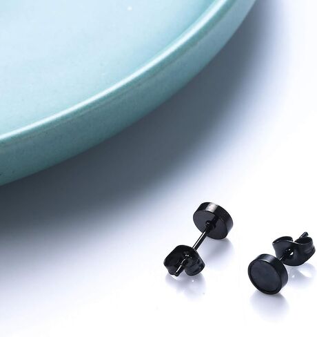 YADOCA Black Round Stud Earrings Set for Men Women 316L Surgical Stainless Steel Matte Black Ear Studs 5 Pairs 4mm-12mm in Saudi Arabia