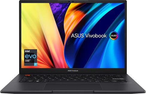 ASUS VivoBook S 14 OLED Slim Laptop, 14" 2.8K 16:10 Display, Intel Evo Platform, Intel Core i7-12700H CPU, 16GB RAM, 512GB SSD, Windows 11 Home, Indie Black, K3402ZA-DB74 in Kuwait