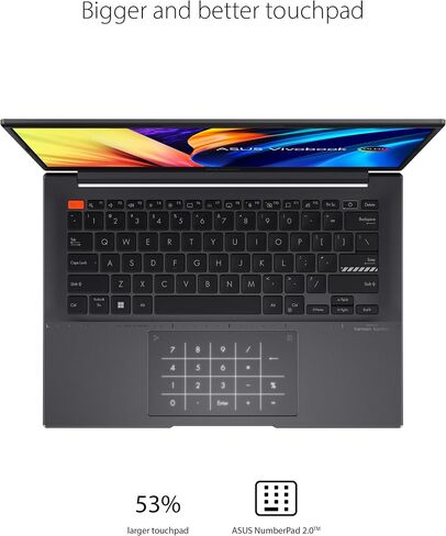 ASUS VivoBook S 14 OLED Slim Laptop, 14" 2.8K 16:10 Display, Intel Evo Platform, Intel Core i7-12700H CPU, 16GB RAM, 512GB SSD, Windows 11 Home, Indie Black, K3402ZA-DB74 in Kuwait