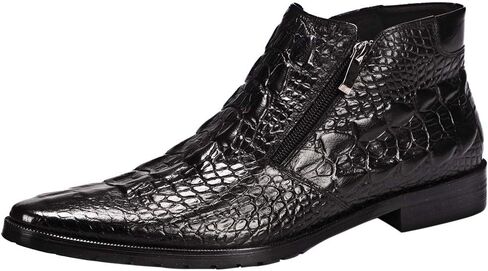 Santimon Mens Boot Zipper Ankle Dress Patent Leather Formal Boots Fashion Black Red in Saudi Arabia