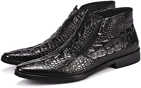 Santimon Mens Boot Zipper Ankle Dress Patent Leather Formal Boots Fashion Black Red in Saudi Arabia
