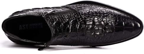 Santimon Mens Boot Zipper Ankle Dress Patent Leather Formal Boots Fashion Black Red in Saudi Arabia