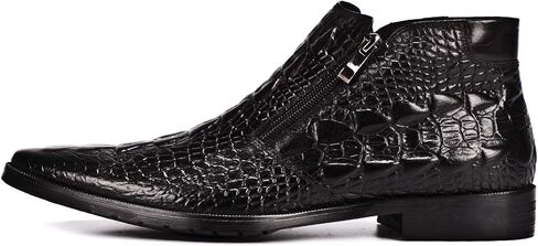 Santimon Mens Boot Zipper Ankle Dress Patent Leather Formal Boots Fashion Black Red in Saudi Arabia