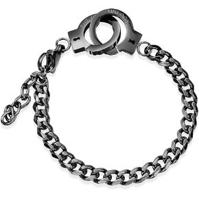 HMOOY Handcuff bracelet, Stainless Steel Handcuff Chain Link Bracelet Adjustable Anklet Bracelet Partners in Crime Black Handcuff Statement Bracelet for Men Women in Kuwait