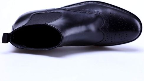Men's Leather Brogue Wing Tip Chelsea Dress Ankle Boots Black Red in Saudi Arabia