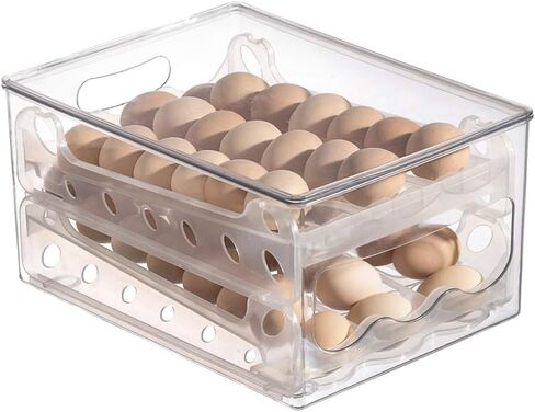 36 Grid Egg Holder for Refrigerator, Auto Scrolling Egg Storage Container For Refrigerator, 2-Layer Egg Cartons in Saudi Arabia
