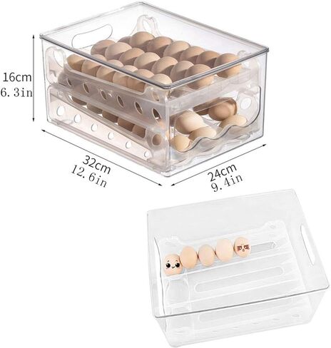 36 Grid Egg Holder for Refrigerator, Auto Scrolling Egg Storage Container For Refrigerator, 2-Layer Egg Cartons in Saudi Arabia