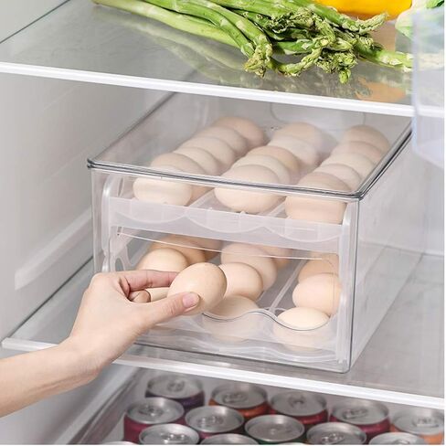 36 Grid Egg Holder for Refrigerator, Auto Scrolling Egg Storage Container For Refrigerator, 2-Layer Egg Cartons in Saudi Arabia