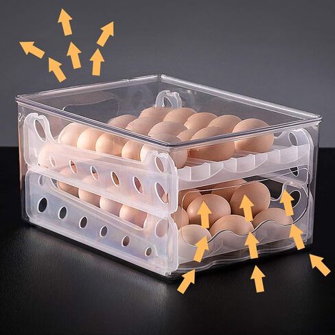 36 Grid Egg Holder for Refrigerator, Auto Scrolling Egg Storage Container For Refrigerator, 2-Layer Egg Cartons in Saudi Arabia