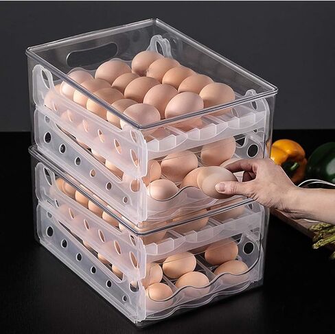36 Grid Egg Holder for Refrigerator, Auto Scrolling Egg Storage Container For Refrigerator, 2-Layer Egg Cartons in Saudi Arabia