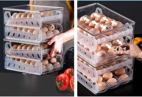 36 Grid Egg Holder for Refrigerator, Auto Scrolling Egg Storage Container For Refrigerator, 2-Layer Egg Cartons in Saudi Arabia