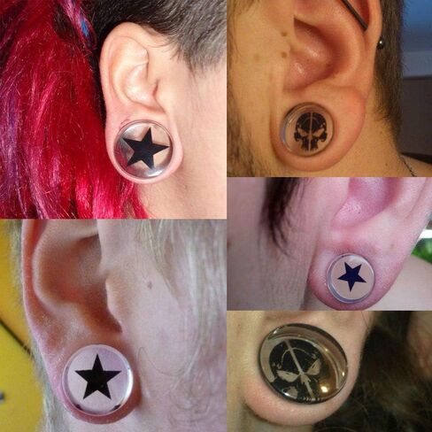 4g (5mm) to (48mm) Goldfish Acrylic Logo Double Flare Plug with Inlaid Design MoDTanOiz (1 Pair) in Saudi Arabia