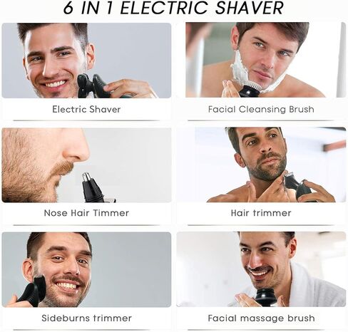 Electric Razors for Men Cordless Rechargeable, Head Shavers for Bald Men, 6 in 1 Grooming Kit, Shaving Machine with Charging Station, by Sceafunny in Kuwait