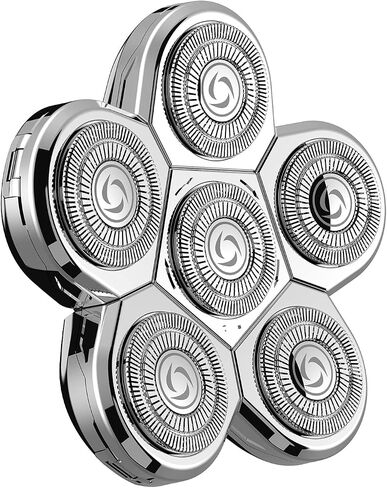 Kibiy Wet Dry Electric Shavers Replacement Blade Head for Men Bald Head Shaving, 6 Blades Head Shaver, Silver in Saudi Arabia