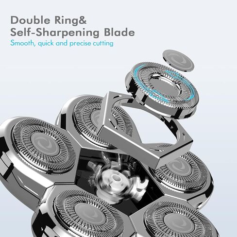 Kibiy Wet Dry Electric Shavers Replacement Blade Head for Men Bald Head Shaving, 6 Blades Head Shaver, Silver in Saudi Arabia