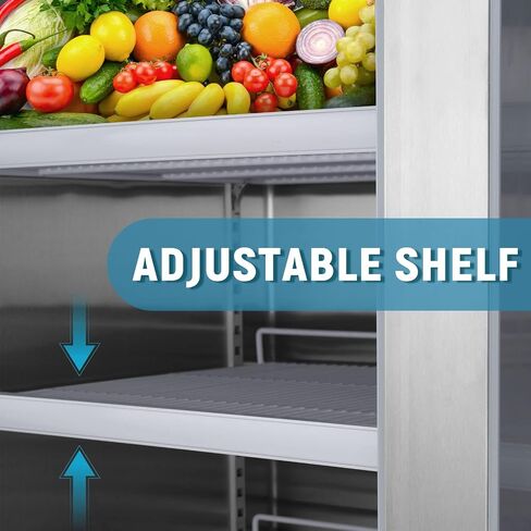 JINSONG 54" Commercial Display Refrigerator with 2 Glass Door, 2 Section Stainless Steel Reach-in Beverage Display Refrigerator with LED Lighting & 8 shelves for Restaurant, Bar, Shop, 49 Cu.ft in Saudi Arabia