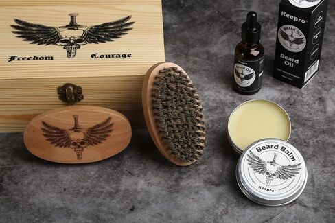 فرشاة اللحية الخشبية بشعيرات الخنزير للعناية باللحية والشارب للرجال، فرشاة شارب خشبية للحية السميكة والمجعد، هدايا الأب للأب، الأب، الزوج، الصديق، الجد، حجم الجيب كأداة للسفر، فكرة هدية عيد الأب in Kuwait