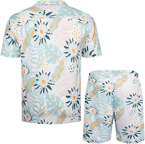 طقم قمصان هاواي للرجال مطبوع عليه زهور مكون من قطعتين بدلة رياضية للشاطئ in Kuwait