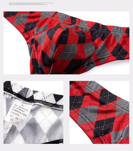 Men's Plaid Printed Ice Thread Underpants Breathable Men's Breathable G-string Pants in Saudi Arabia
