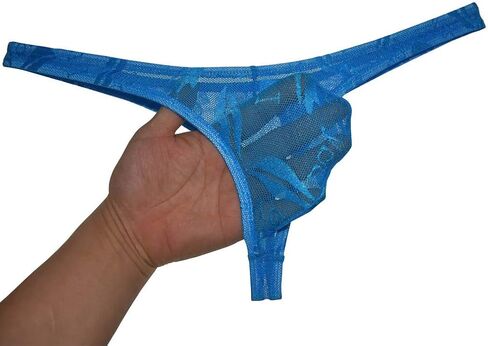 JAXFSTK Men's Jacquard Weave String Thong Underpants Low-Rise See-Through Tangas in Kuwait