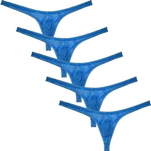 JAXFSTK Men's Jacquard Weave String Thong Underpants Low-Rise See-Through Tangas in Kuwait