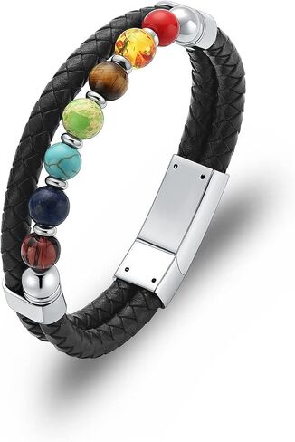 Oinsi Cremation Jewelry with Bead Black Genuine Braided Leather Urn Bangle Bracelets for Ashes for Women Men Keepsake Memorial Bangles- Stainless Steel Clasp -Length 20-22-24 cm in Kuwait