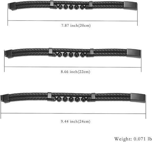Oinsi Cremation Jewelry with Bead Black Genuine Braided Leather Urn Bangle Bracelets for Ashes for Women Men Keepsake Memorial Bangles- Stainless Steel Clasp -Length 20-22-24 cm in Kuwait