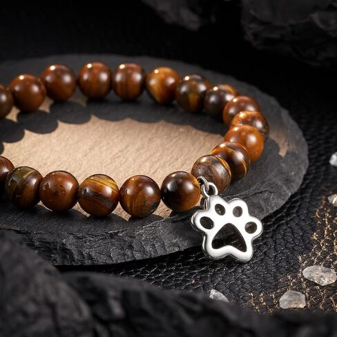 HGDEER Best Dog Mom Ever Gifts, Pet Paw Print Natural Stone Bracelet for Dog Lovers Women Girls in Saudi Arabia