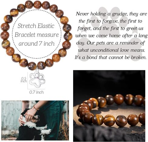 HGDEER Best Dog Mom Ever Gifts, Pet Paw Print Natural Stone Bracelet for Dog Lovers Women Girls in Saudi Arabia