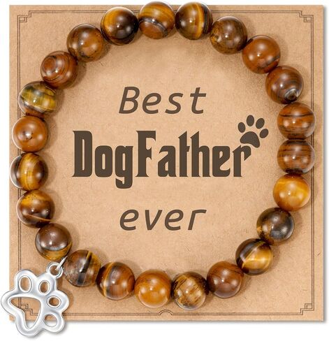 HGDEER Best Dog Mom Ever Gifts, Pet Paw Print Natural Stone Bracelet for Dog Lovers Women Girls in Saudi Arabia