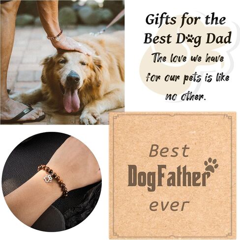 HGDEER Best Dog Mom Ever Gifts, Pet Paw Print Natural Stone Bracelet for Dog Lovers Women Girls in Saudi Arabia