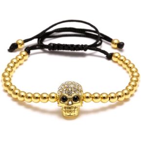 Uloveido Brass Ball Skull Bracelets Black Rape Adjustable Handmade Knot Bracelet Father's Gifts Day YB003 in Saudi Arabia