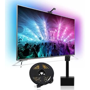 إضاءة خلفية LED للتلفزيون بكاميرا، ذراع تحكم تزامن كاميرا الواي فاي 1080 بكسل مع تطبيق الهاتف، مصابيح LED RGBIC للتلفزيون مع الفيديو، قاتم الموسيقى، وضع المشاهد، مصابيح LED 15 - 70 بوصة in Kuwait